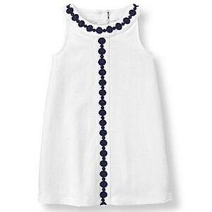 Janie and Jack Kids Girls Sleeveless White Shift Dress Navy Trim Size 4